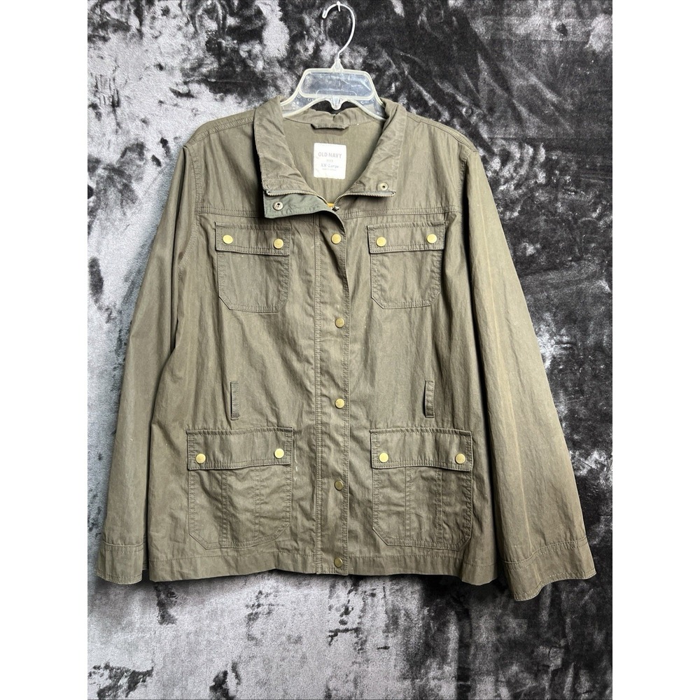 Old Navy Womens XXL Utility Jacket‎ Olive Green Military Style Coat